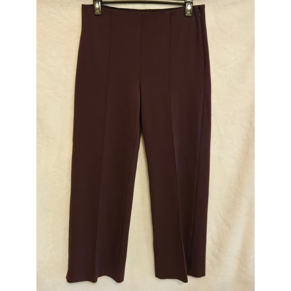 Ann Taylor Womens Pants Size 14 Plum Purple/Burgundy Side Zip Wide Leg
